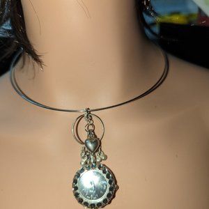 Vintage and Retro Pendant Watch with a Lovely Heart Necklace Steel silver Metal